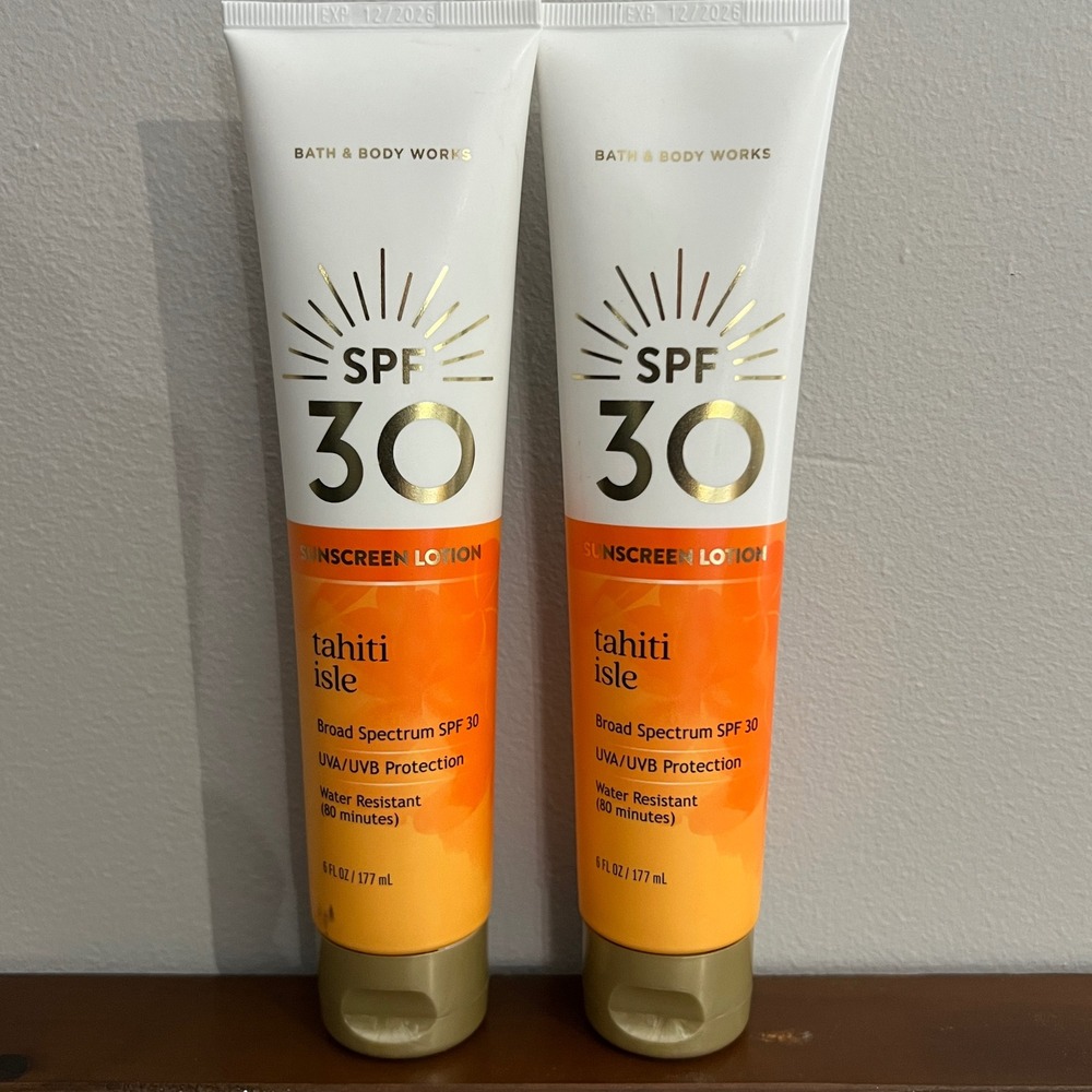 Bath & Body Works Tahiti Isle Sunscreen Lotion SPF 30 6oz 2-Pack Bundle